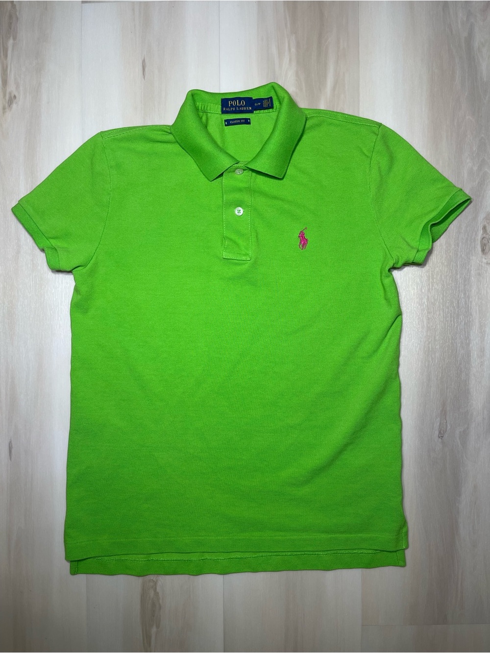 Polo Ralph Lauren Polo Shirt Men's Sz Small Lime Green Solid Classic Fit Cotton
